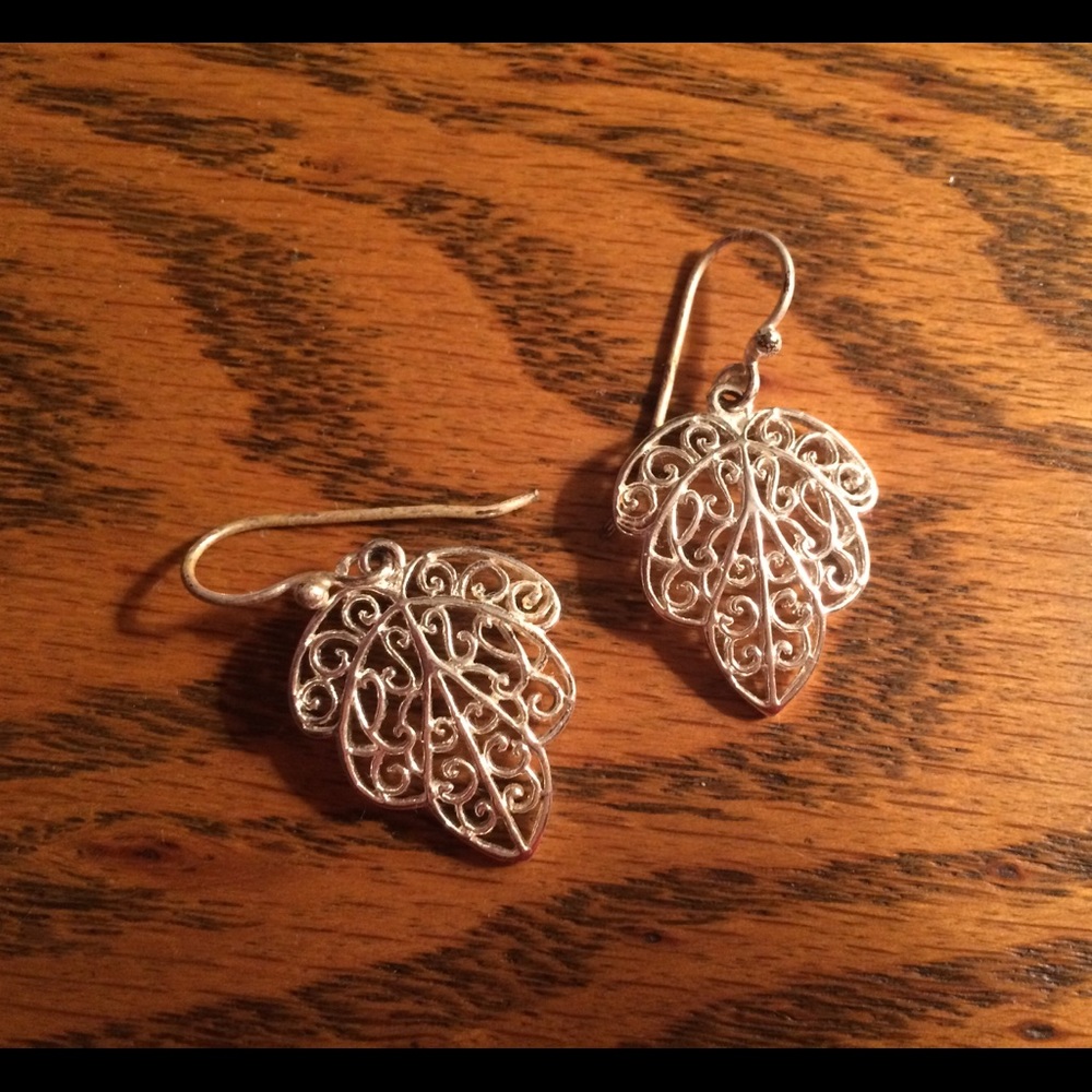 Sterling silver leaf earrings
